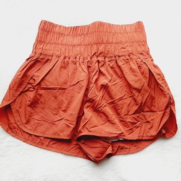 Free People Movement Orange Waist Elastic Shorts P204 - Picture 2 of 5